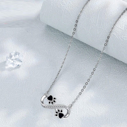 Infinity Paw Print Zirconia Necklace