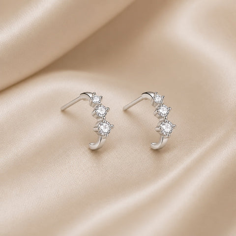 Exquisite White Gold Small Zirconia Earrings