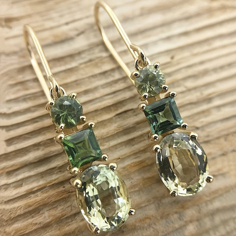 Olive Green Irregular Geometric Drop Earrings