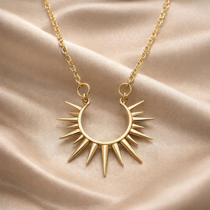 White Gold Sunflower Pendant Necklace