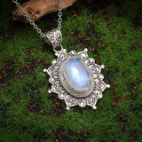 Bohemian Sunflower Moonstone Pendant Necklace