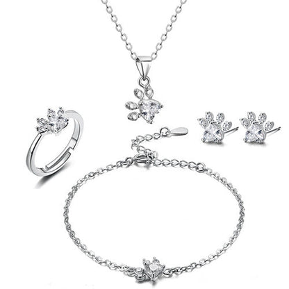 Paw Set 4 Pieces with Zirconia Heart
