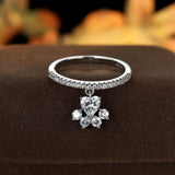Dog Paw Charm Pav� Ring