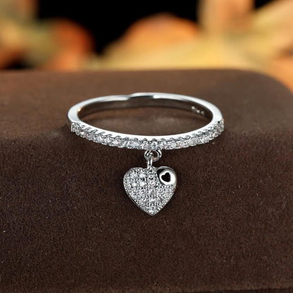 Pav� Heart Charm Stacking Ring