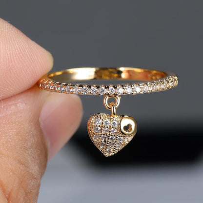 Pav� Heart Charm Stacking Ring