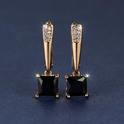 Square Cut Zirconia Stone Drop Earrings