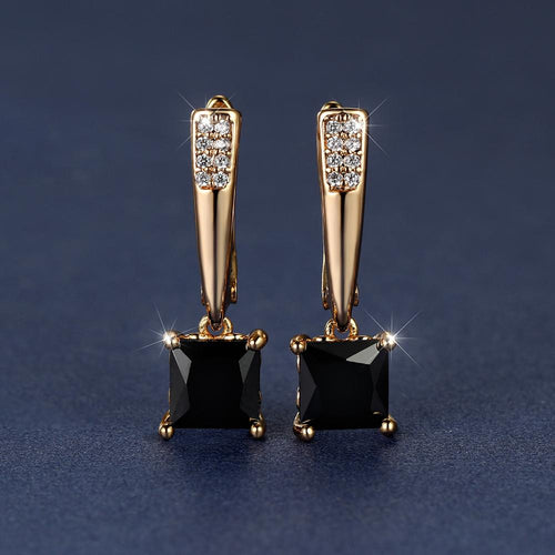 Square Cut Zirconia Stone Drop Earrings
