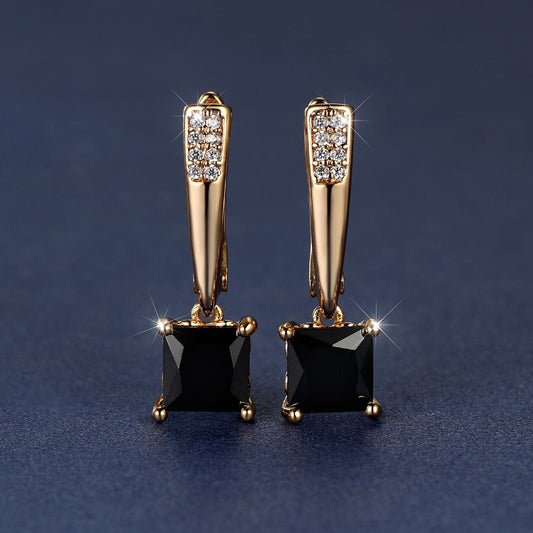 Square Cut Zirconia Stone Drop Earrings
