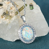 Blue Halo Opal Pendant Necklace