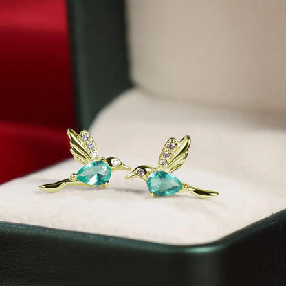 Hummingbird Zirconia Stud Earrings