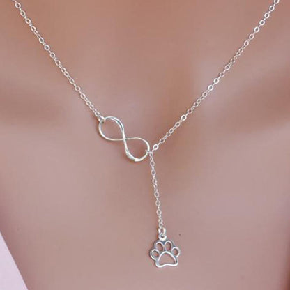 Dog Paw Infinity Drop Necklace