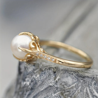 Twisted Fresh Water Pearl Accent Ring