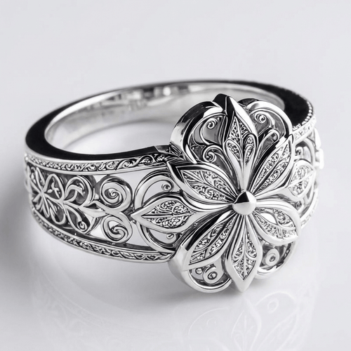 Silver Flower Zirconia Ring