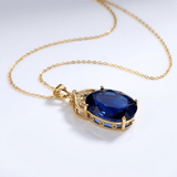 Gold Blue Topaz Necklace