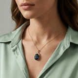 Gold Blue Topaz Necklace