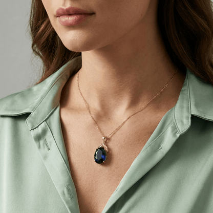 Gold Blue Topaz Necklace