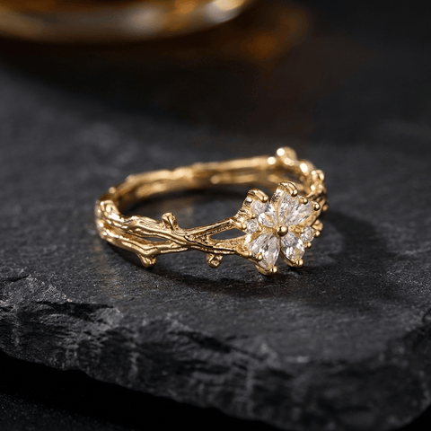 Golden Branch Bloom Ring