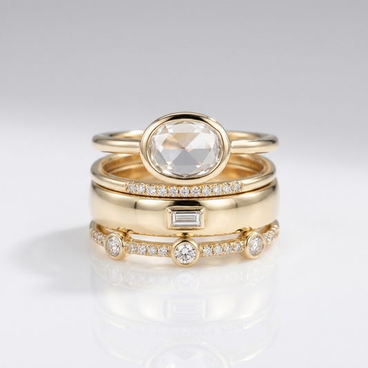 Gold Zirconia Stack Ring