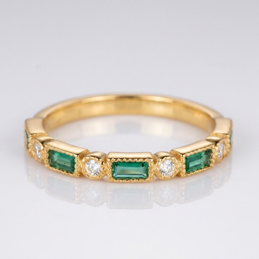 Emerald Style Zirconia Band Ring