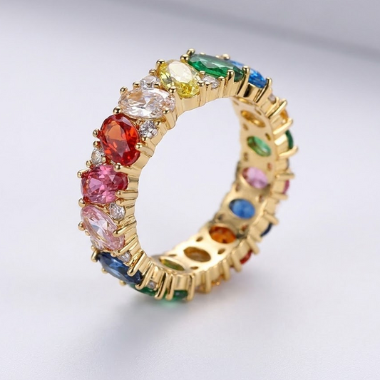 Rainbow Zirconia Band Ring