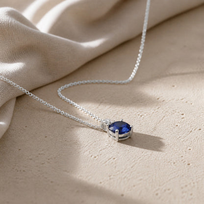 Round Cut Sapphire Necklace