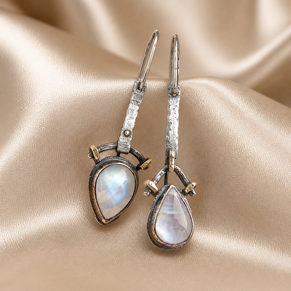 Antique Style Moonstone Long Earrings