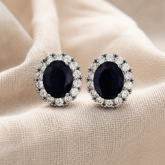 Oval White Sapphire Stud Earrings