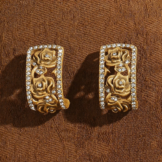 Luxe Rose Pave Crystal Earrings