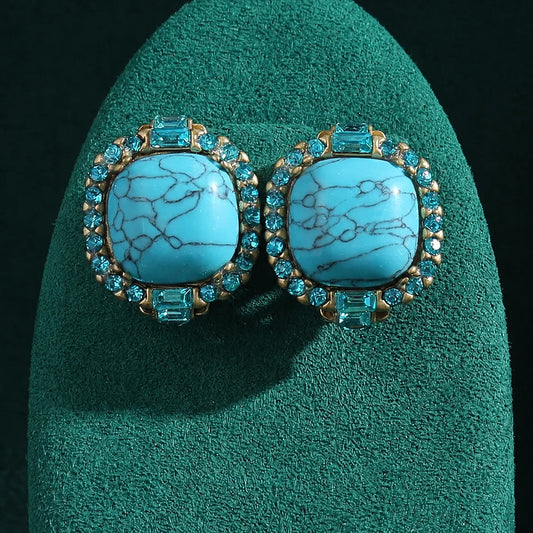 Turquoise Zirconia Stud Earrings