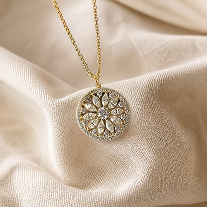 Lavish Sunflower Zirconia Necklace