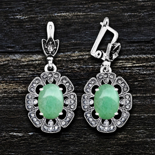 Antique Oval Pearl Petal Earrings