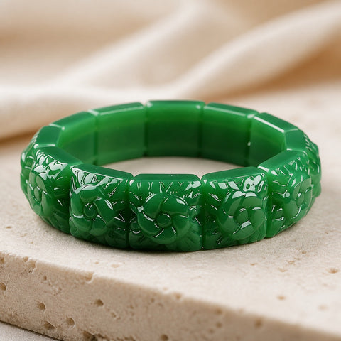 Trendy Jade Flower Bracelet