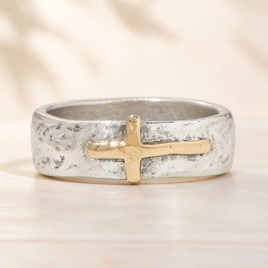 Boho Rock Band Cross Ring