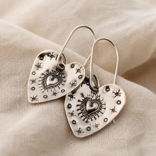 Sacred Heart Stamped Earrings