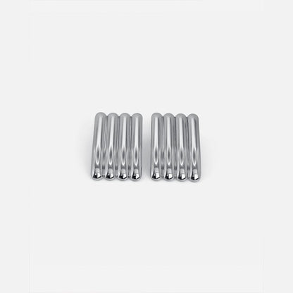 Artistic Silver Long Ribbed Earrings