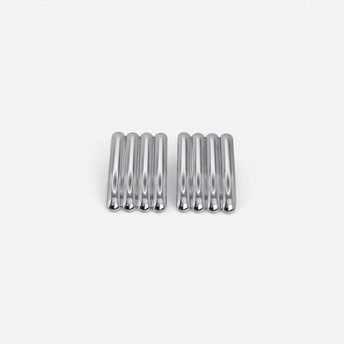 Artistic Silver Long Ribbed Earrings