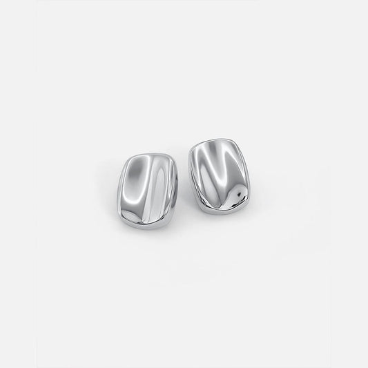 Radiant Rectangular Silver Stud Earrings