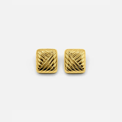 Vintage Gold Rectangle Stud Earrings