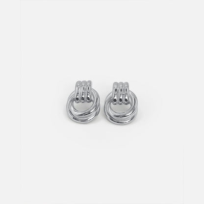 Graceful Silver Linked Knot Earrings