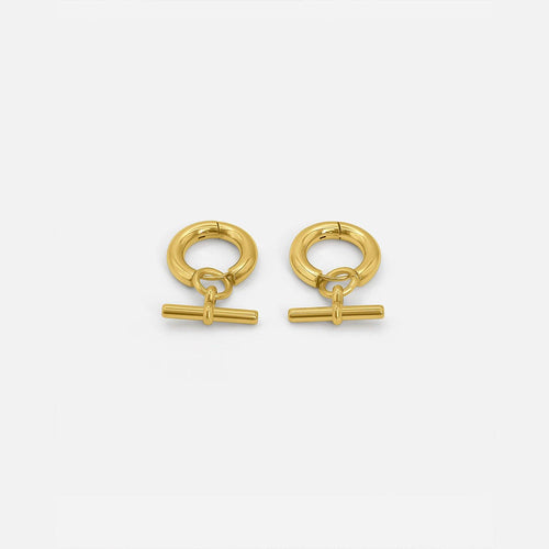Elegant T Bar Gold Hoops