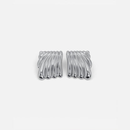 Silver Ripple Texture Earrings