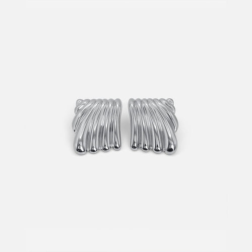 Silver Ripple Texture Earrings