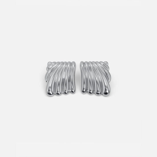 Silver Ripple Texture Earrings