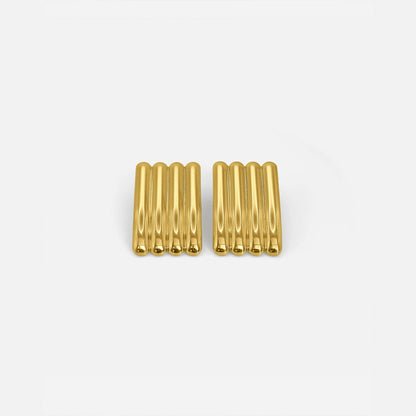 Artistic Gold Long Ribbed Earrings