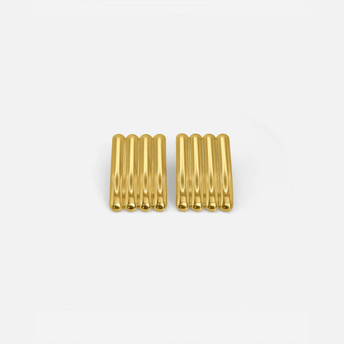 Artistic Gold Long Ribbed Earrings