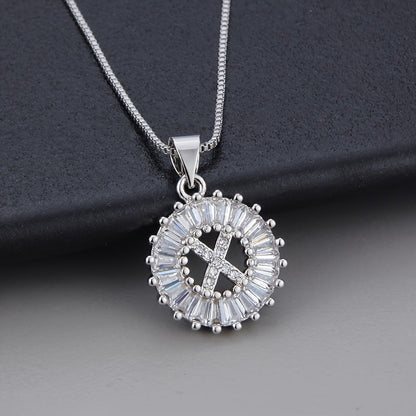 White Gold Initial Letter Zirconia Necklace