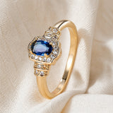 Heirloom Sapphire Halo Crystal Ring