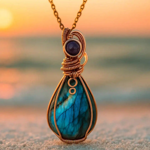 Antique Mermaid - Golden Necklace With Handmade Pendant
