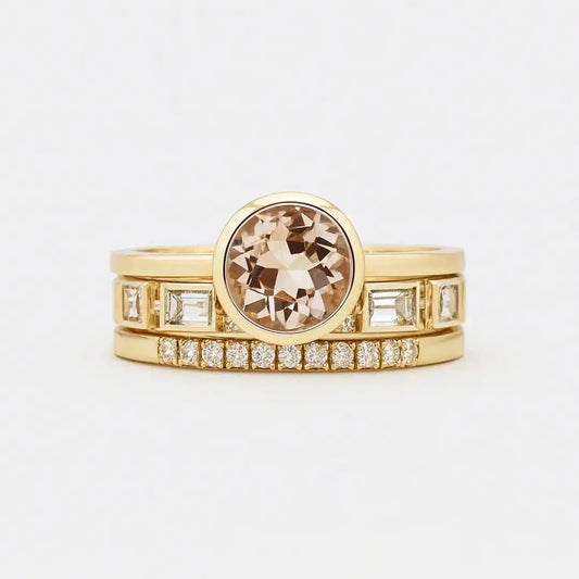 Vintage Ring with Golden Cubic Zirconia