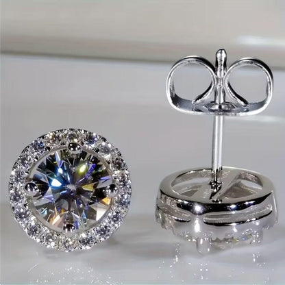 Emerald Classic Halo Stud Earrings